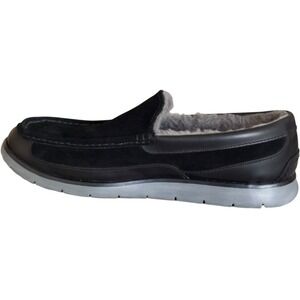 UGG Energ Black Suede Shearling Lined Slip On Loafers Men's 10 Comfort